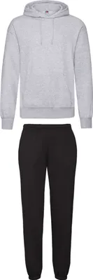 Produktbild von Fruit of the Loom Jogginganzug - Jogginghose & Kapuzensweatshirt, Farbe:Schwarz & Grau, Größe:M