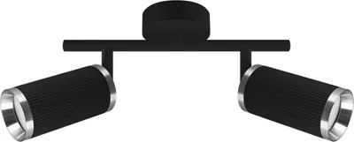 Produktbild von Deckenstrahler Metall GU10 verstellbar Schwarz Chrom 2-flammig länglich Deckenspot