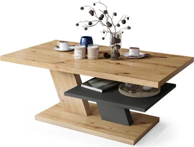 Produktbild von Moderne Wohnzimmertisch Conte Artisan Eiche + Athrazit, mit Matt-Oberfläche – Stilvolles Design & Praktische Funktion -05