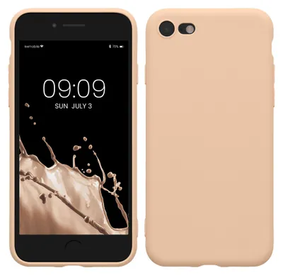 Produktbild von kwmobile Handyhülle für Apple iPhone SE (2022) / SE (2020) / 8 / 7 Hülle - weiches Handy Silikon Case - Schutzhülle Cover - Pastell Pfirsich