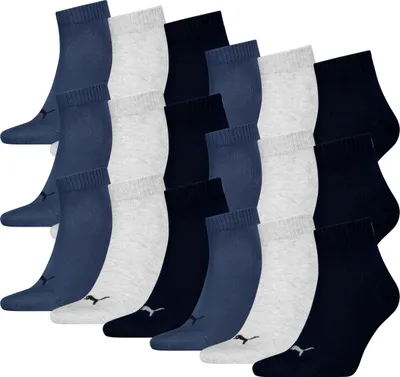 Produktbild von 18 Paar Uni Puma Quarter kurze Sportsocken in Navy Grau Größe 39-42