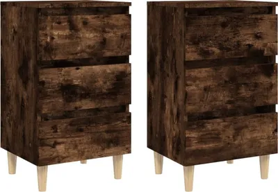 Produktbild von Nachttische 2 Stk. Massivholz-Beine Räuchereiche 40x35x69 cm