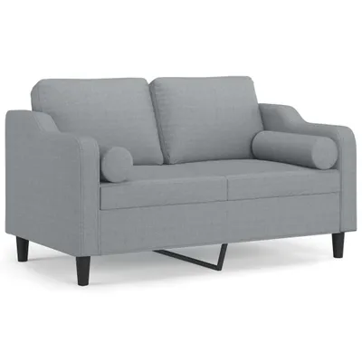 Produktbild von vidaXL 2-Sitzer-Sofa mit Zierkissen Hellgrau 120 cm Stoff