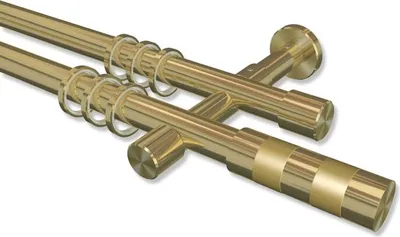 Produktbild von Interdeco Gardinenstange, Vorhangstange Messing-Optik Modell Prestige Mavell, 20 mm Ø 2-läufig, 400 cm (geteilt)