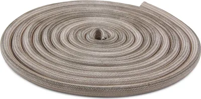 A coiled rope or hose on a white background.