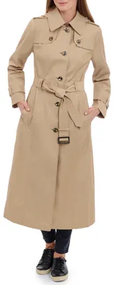 Produktbild von LONDON FOG Damen Single Breasted Long Trench Coat with Epaulettes and Belt Trenc