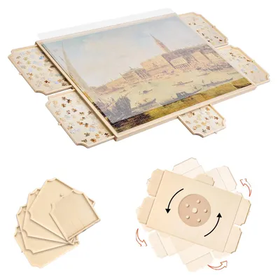 Obrázok produktu pre VEVOR 2000-dielna otočná puzzle doska s 5 zásuvkami a krytom, prenosný puzzle stôl (1045 x 763 x 36 mm), puzzle príslušenstvo pre dospelých, puzzle organizér, skladovací systém puzzle dosiek
