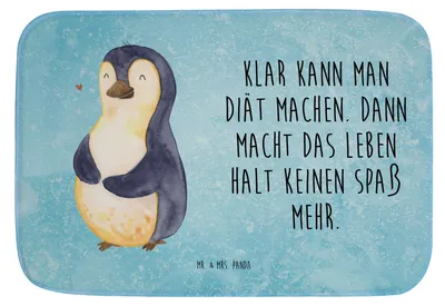 Produktbild von Mr. & Mrs. Panda Badezimmerteppich Pinguin Diät - Eisblau - Geschenk, Abnehmen, Motivation, badezimmermatte, Badematte, Badteppich, Duschvorleger, fußmatte bad