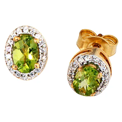 Produktbild von Ohrstecker Ohrschmuck mit Peridot grün & 36 Brillanten 585 Gelbgold Damen