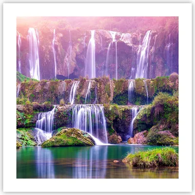 Produktbild von Poster - Poster ohne Rahmen - Wasserfall Natur - 50x50 cm - Wand Bild - Wanddeko - Wandbilder - Kunstposter - Wandposter - Bilder - Kunstdruck - Wanddekoration - Wandbild - P2XAC50x50-3893