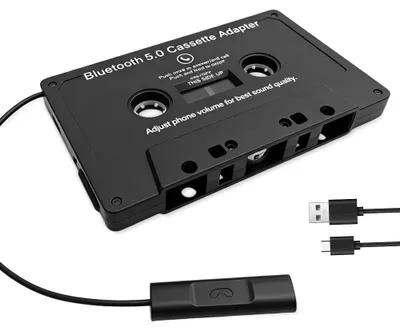Bluetooth 5.0 Cassette-Adapter, Freisprechen, Stereo, AUX, schwarz