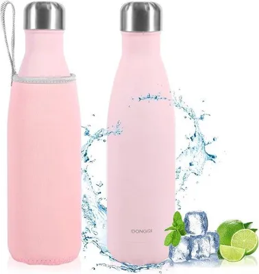 Produktbild von Famanu Wasserflasche doppelwandig isoliert 500 ml - rosa