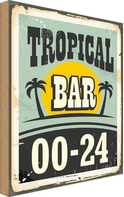 Produktbild von vianmo Holzschild 30x20 cm Alkohol Tropical Bar 00-24 Essen Trinken