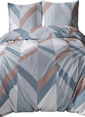 Obrázek produktu pro Bavlněné saténové povlečení 140x200+70x90 - Geometrie modrá 5078A