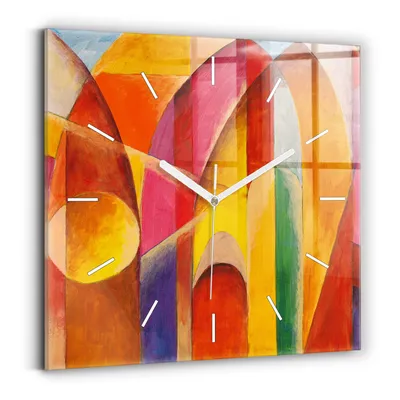 Produktbild von Wallfluent Wanduhr – Stilles Quarzuhrwerk - Uhr Dekoration Wohnzimmer Schlafzimmer Küche - Zifferblatt mit Striche - weiße Zeiger - 30x30 cm - Kunst Dekoration Abstraktion