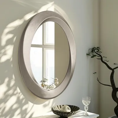 Immagine prodotto di Specchio da salotto ovale Vrygle 60×80 cm — Specchio da parete vintage con cornice in legno, decorazione da parete per corridoio, camera da letto e salotto