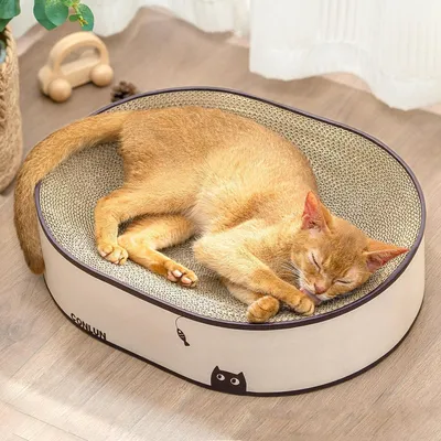 Image de Griffoir pour chat ovale - Griffoir 2-en-1 - Carton ondulé - Griffoir pour chat