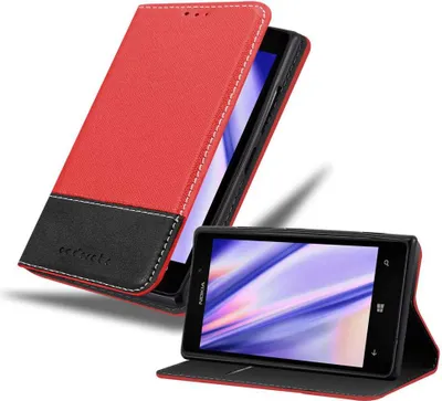 Produktbild von Cadorabo Hülle für Nokia Lumia 925 Schutzhülle in Rot SHandyhülle Book Case Etui Kunstleder