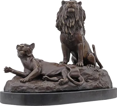 Produktbild von Bronzeskulptur Löwe Löwin im Antik-Stil Bronze Figur Statue 36cm