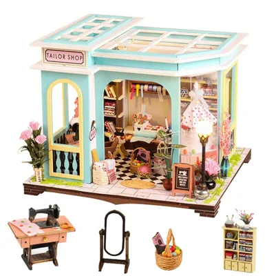 Produktbild von Poppenhuis-Zubehör aus Holz – Bausatz für ein Miniaturhaus mit Möbeln