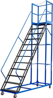 Zdjęcie produktu dla Drabina magazynowa podest przejezdna platforma 12 stopni Mega-M STANDARD 300 cm