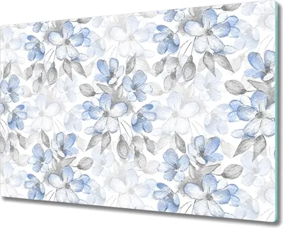 Produktbild von Glas-Herdabdeckplatte Glaskeramikkochfeld-Abdeckung Spritzschutz - 80x52 cm - Zarte Blaue Blumen