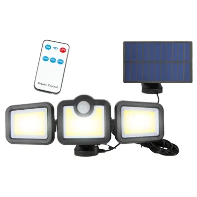 Obrázek produktu pro Solární LED lampa LED nástěnné světlo se senzorem pohybu Solární dálkové ovládání 3 x COB 20W 2000 lumenů Venkovní osvětlení IP65 Soumrakový senzor