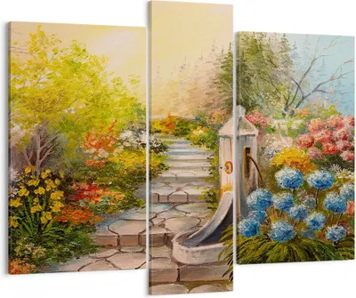 Produktbild von Bild auf Leinwand - Leinwandbild - Garten Blumen Sommer - 95x80cm - Wand Bild - Wanddeko - Leinwanddruck - Bilder - Kunstdruck - Wanddekoration - Leinwand bilder - Wandkunst - CB95x80-3694