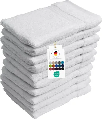 Produktbild von Waschlappen 16x21 cm aus 100% Baumwolle 500g/m2, 10er Set Waschhandschuhe Weiß
