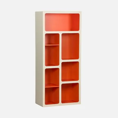 Produktbild von sweeek - Organisches Bücherregal mit zweifarbigem Holzdekor, 8 Fächer - Orange