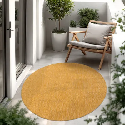 Immagine prodotto di Tappeto per interni ed esterni a trama piatta monocolore moderno resistente alle intemperie per terrazza cucina dimensioni 120 cm rotondo