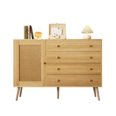 Produktbild von Sideboard,Kommode,Küchenschrank,Holzseitenschrank mit 4 Schubladen und 1 Schranktür  120cm