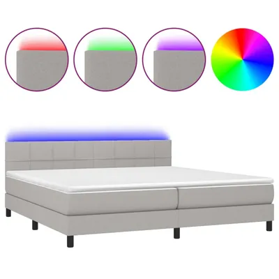 Produktbild von vidaXL Boxspringbett mit Matratze & LED Hellgrau 200x200 cm Stoff