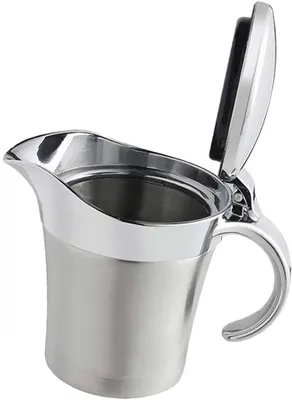 Produktbild von Doppelt isolierte Sauciere – Saucenkanne aus Edelstahl mit Klappdeckel, ideal für Soße oder Sahne an Thanksgiving (450 ml) (16 oz)