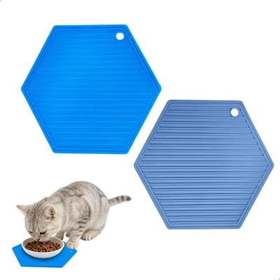 Produktbild von Katzenfuttermatte – Rutschfest – Silikon – Wasserdicht – Unterlage – Tragbar – 22 x 17,5 cm – Futterunterlage