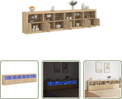 Zdjęcie produktu dla The Living Store Kredens z oświetleniem LED dąb sonoma 283x37x67 cm