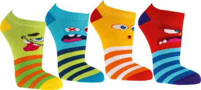 Produktbild von TippTexx 24 6 Paar Kinder Sneakersocken, für Mädchen & Jungen, Lustige Monster, Größe 27-30
