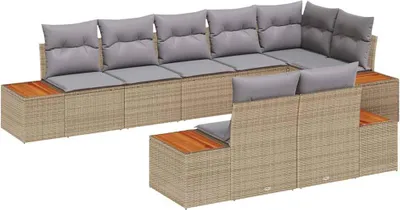Imagen del producto de vidaXL Juego de sofás de jardín, 8 piezas, color beige, tejido de ratán sintético