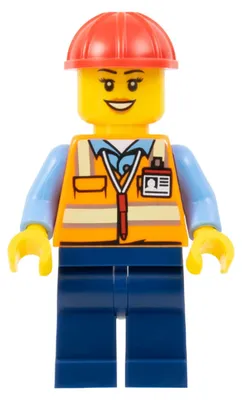 Produktbild von LEGO Minifigur Construction Worker - Female, Orange Safety Vest with (bdp062)