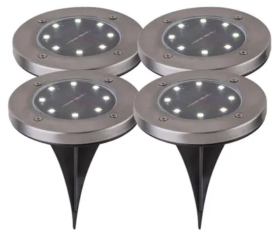 Produktbild von 4er Set LED Solar Steckleuchten, Edelstahl, Akku, D 13 cm