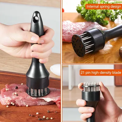 Produktbild von Steaker und Fleischklopfer - 2 Stück - Edelstahl - rutschfest