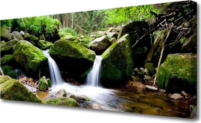 Produktbild von Tulup Leinwand-Bilder 125x50 Wandbild Canvas Kunstdruck Wasserfall Felsen Natur