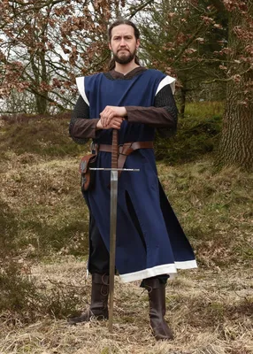 Produktbild von Mittelalter Waffenrock Eckhart, blau/natur - Wappenrock Ritterkostüm LARP Verkleidung Herren Größe: XL/XXL