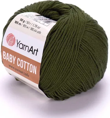 Produktbild von YarnArt Baby Baumwolle Wolle 50g/165m, 50% Baumwolle, Grün, Ideal für Kinderaccessoires