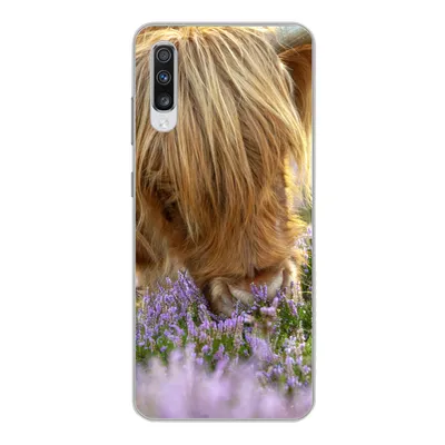 Produktbild von MuchoWow® Handyhülle Schutzhülle Hülle für Samsung Galaxy A70 Schottische Highlander - Gras - Heidekraut - Tiere Silikon Softcase Handy Hülle - Schutzhaube