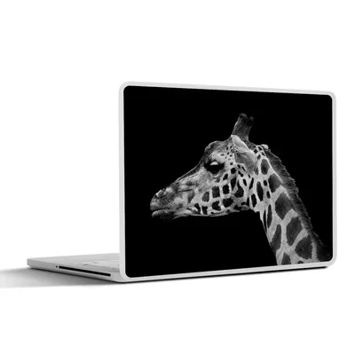 Produktbild von MuchoWow® Laptop Aufkleber Sticker Cover Tiere - Giraffe - Schwarz - Weiß 31x22.5 cm - Laptop-Deko