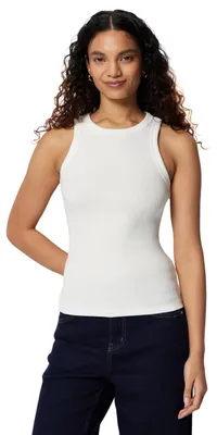 Immagine prodotto di Canottiera aderente da donna Essentials, in maglia a coste, colore bianco, taglia XXL