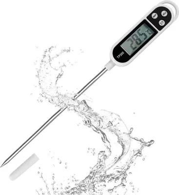 Zdjęcie produktu dla Cyfrowy termometr kuchenny LCD z długą sondą pomiarową, z natychmiastowym odczytem, do pieczenia, grillowania, mleka dla niemowląt, wody (od -50 °C do +300 °C)