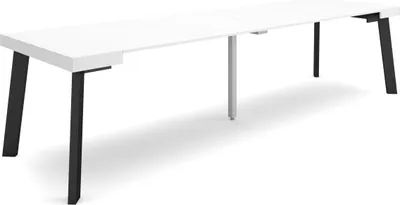 Produktbild von Ausziehbarertisch, 302x90x73cm, Für 14 Gäste, Hölzerne Beine, Weiß