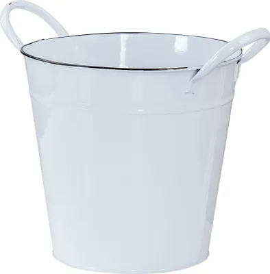 Produktbild von Pflanztopf Metall Eimer 18cm Weiß Blumentopf Pflanzkübel Garten Deko Blumenkübel